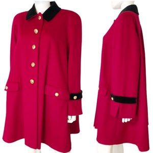 Vintage PLUS raspberry red wool overcoat by ALORNA